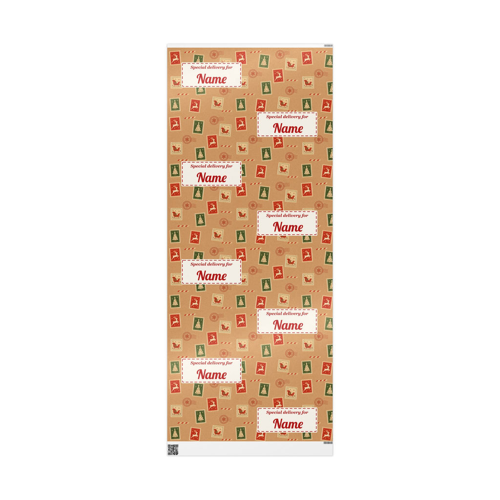 Personalised 'Special Delivery' Christmas Wrapping Paper - North Pole Kraft