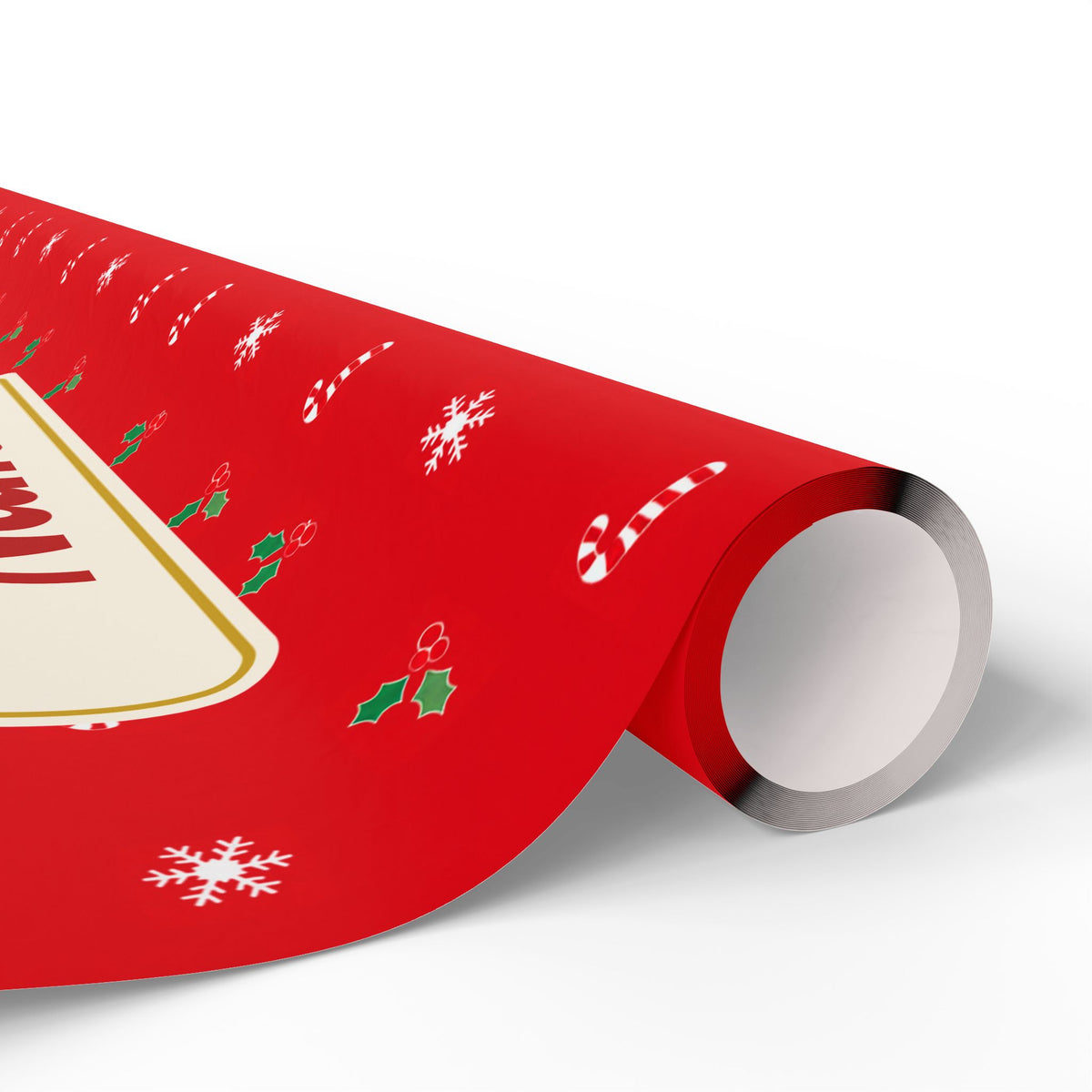 Personalised Name Christmas Wrapping Paper - Candy Cane Red