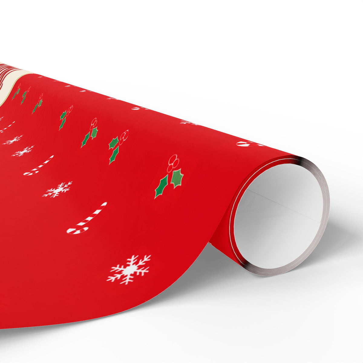 Personalised Name Christmas Wrapping Paper - Candy Cane Red
