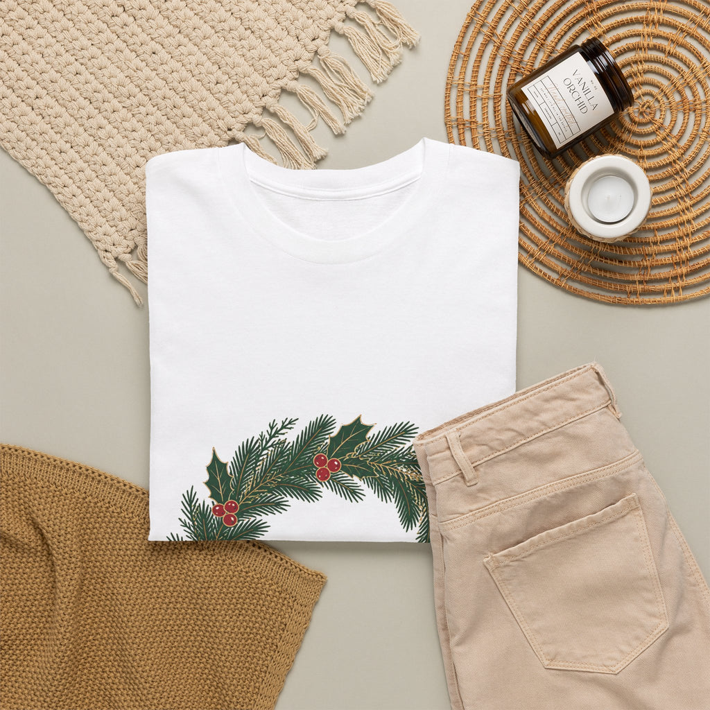 Classic Christmas Wreath Family Name Tee