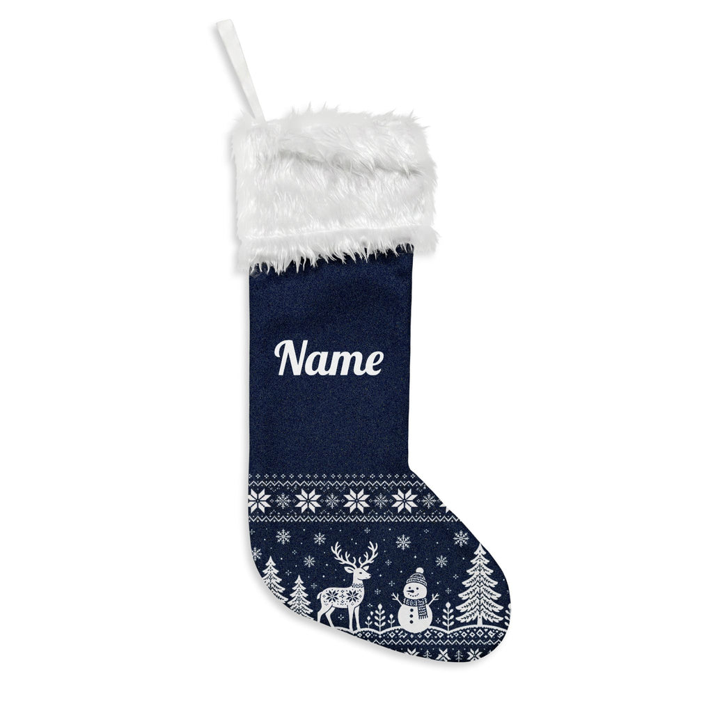 Personalised Nordic Reindeer Christmas Stocking - Navy