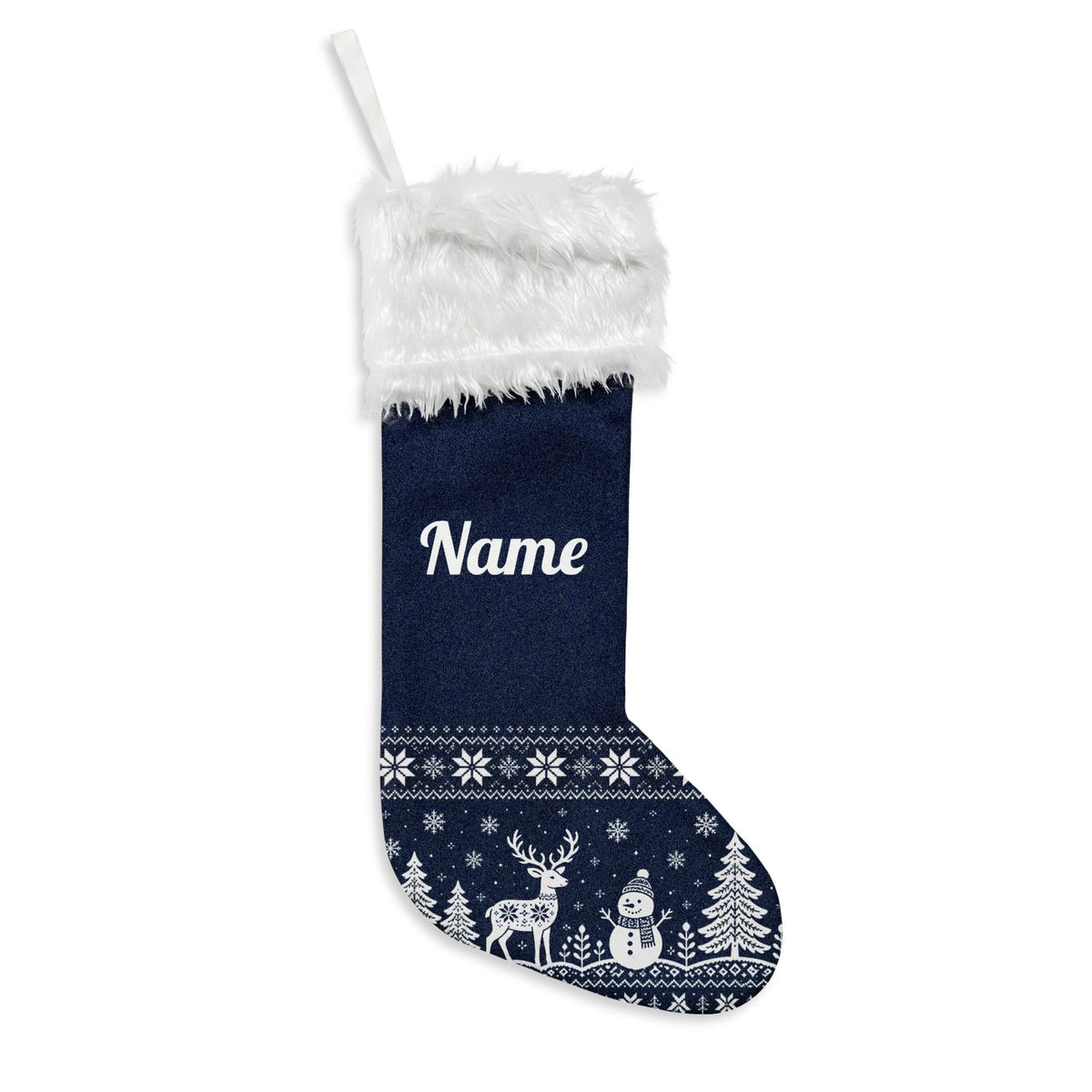 Personalised Nordic Reindeer Christmas Stocking - Navy