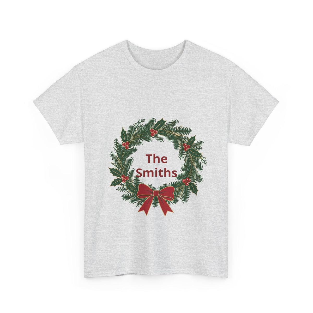 Classic Christmas Wreath Family Name Tee