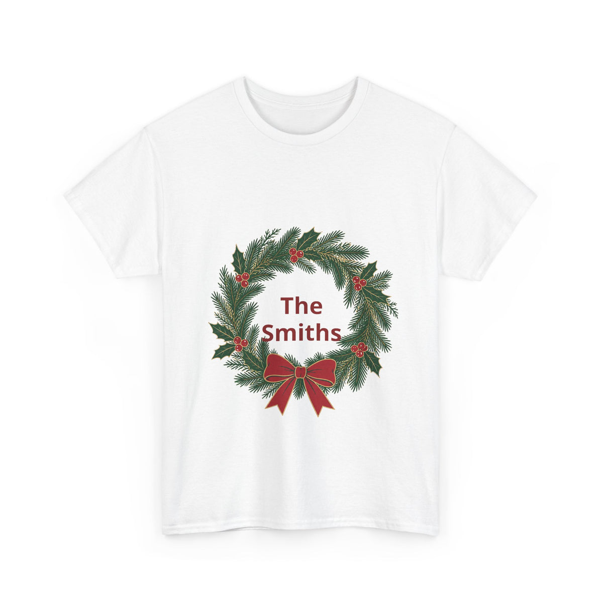 Classic Christmas Wreath Family Name Tee