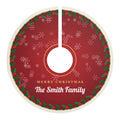 Personalised Family Name Christmas Tree Skirt - Classic Red Holly