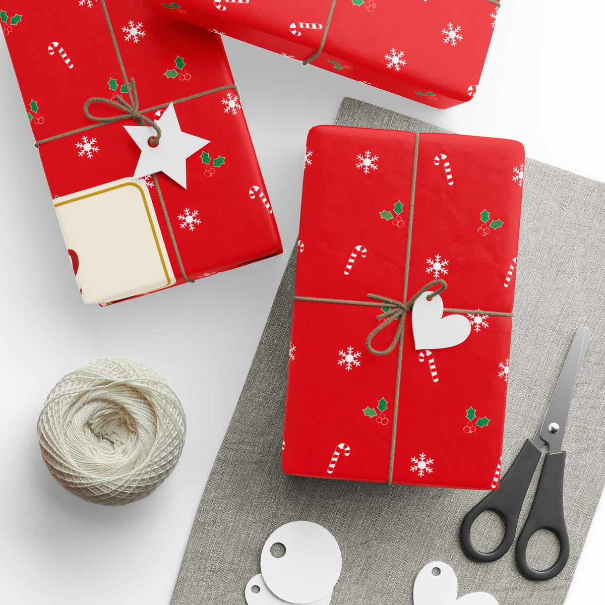 Personalised Name Christmas Wrapping Paper - Candy Cane Red