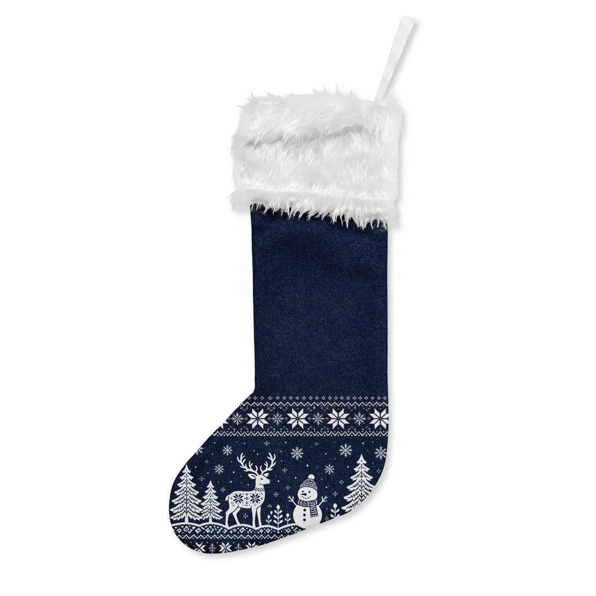 Personalised Nordic Reindeer Christmas Stocking - Navy