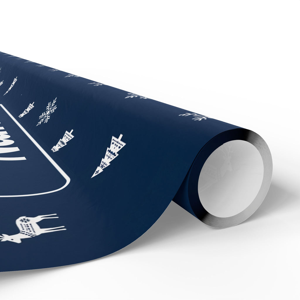 Personalised Name Christmas Wrapping Paper - Nordic Navy