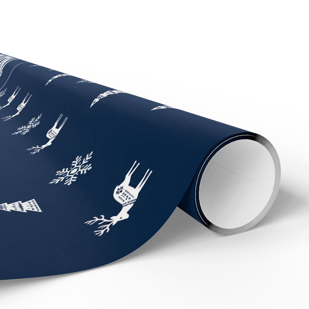 Personalised Name Christmas Wrapping Paper - Nordic Navy
