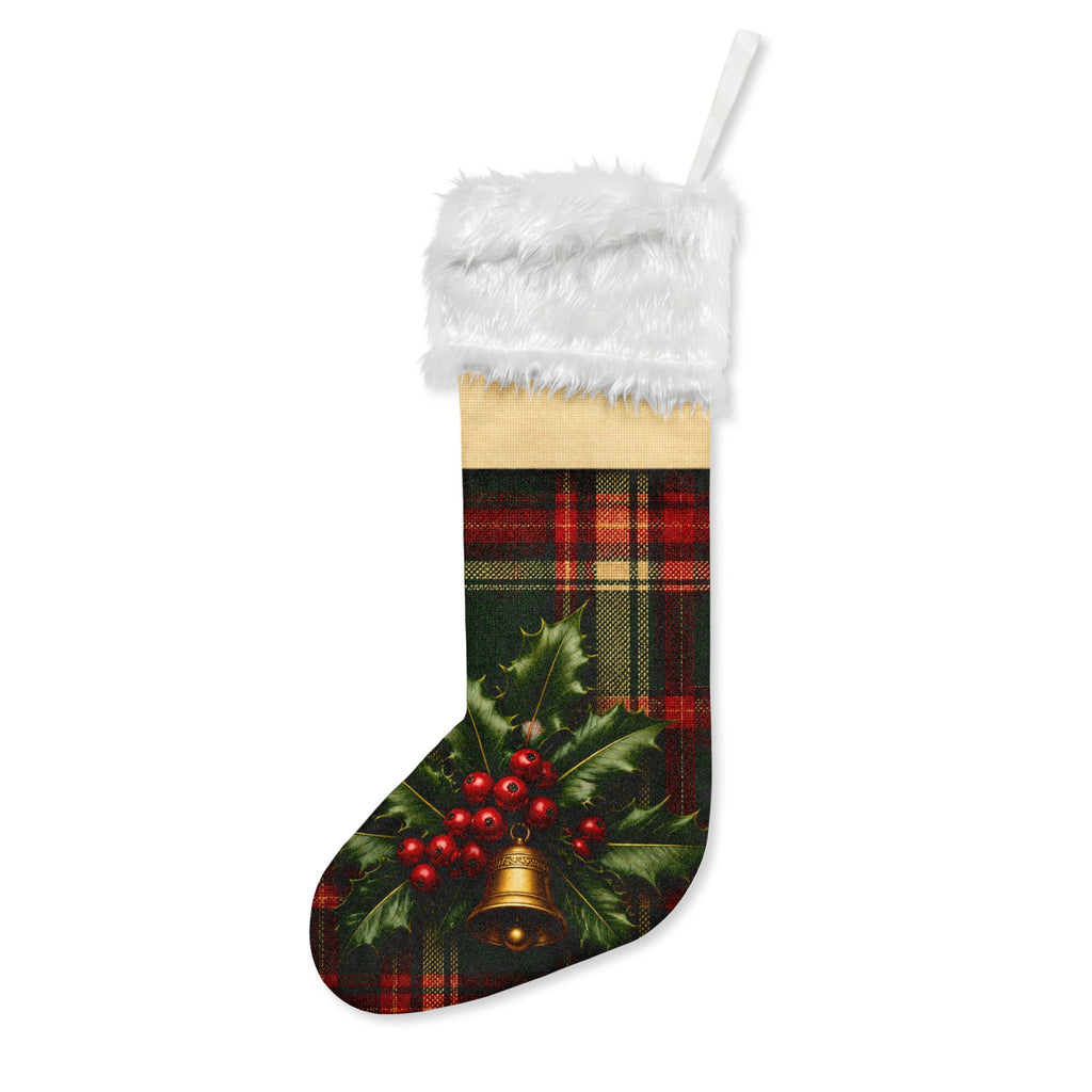 Personalised Tartan & Holly Christmas Stocking